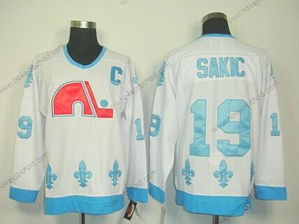 Muž Quebec Nordiques #19 Joe Sakic Bílý With Modrý Retro CCM Dres