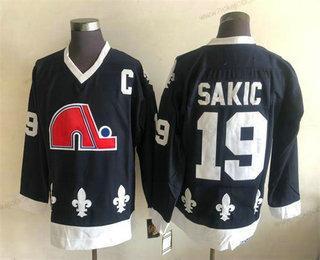 Muž Quebec Nordiques #19 Joe Sakic Černá CCM Retro Sešitý NHL Dres