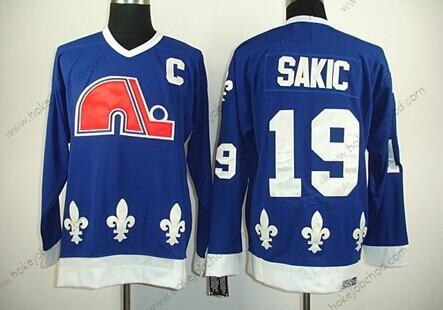 Muž Quebec Nordiques #19 Joe Sakic Námořnictvo Modrý Retro CCM Dres