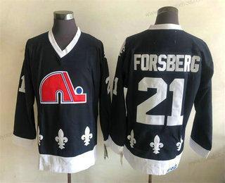 Muž Quebec Nordiques #21 Peter Forsberg Bílý CCM Retro Sešitý NHL Dres