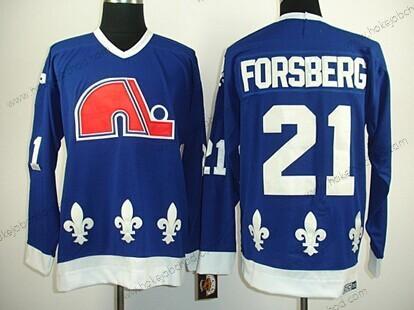 Muž Quebec Nordiques #21 Peter Forsberg Námořnictvo Modrý Retro CCM Dres