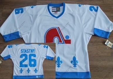 Muž Quebec Nordiques #26 Peter Stastny Bílý With Modrý Retro CCM Dres