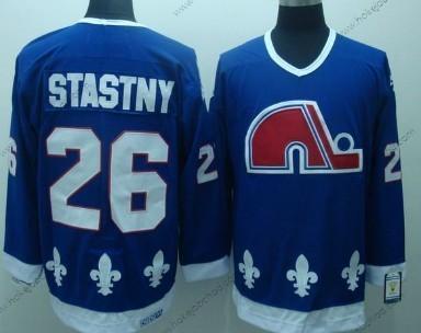 Muž Quebec Nordiques #26 Peter Stastny Námořnictvo Modrý Retro CCM Dres