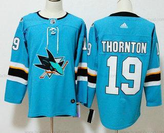 Muž San Jose Sharks #19 Joe Thornton Modrozelená Modrý 2017-2018 Hokejový Sešitý NHL Dres