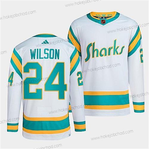 Muž San Jose Sharks #24 Doug Wilson Bílý 2022 Obrácený Retro Sešitý Dres