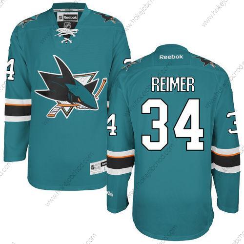 Muž San Jose Sharks #34 James Reimer Modrozelená Modrý Domácí Hokejový Dres