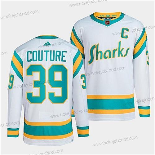 Muž San Jose Sharks #39 Logan Couture Bílý 2022 Obrácený Retro Sešitý Dres