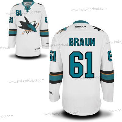 Muž San Jose Sharks #61 Justin Braun Bílý Venkovní Hokejový Dres