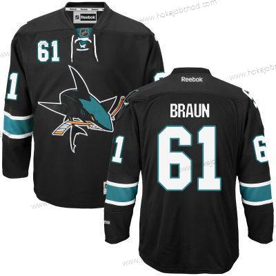 Muž San Jose Sharks #61 Justin Braun Černá Alternativní Hokejový Dres