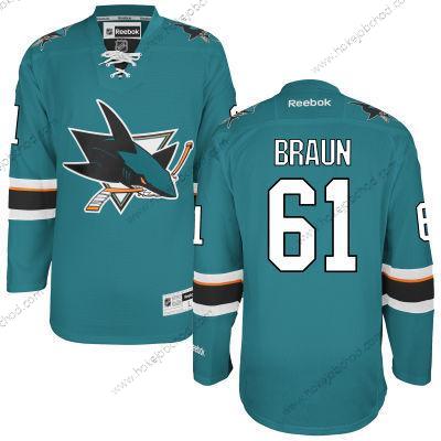 Muž San Jose Sharks #61 Justin Braun Modrozelená Domácí Dres