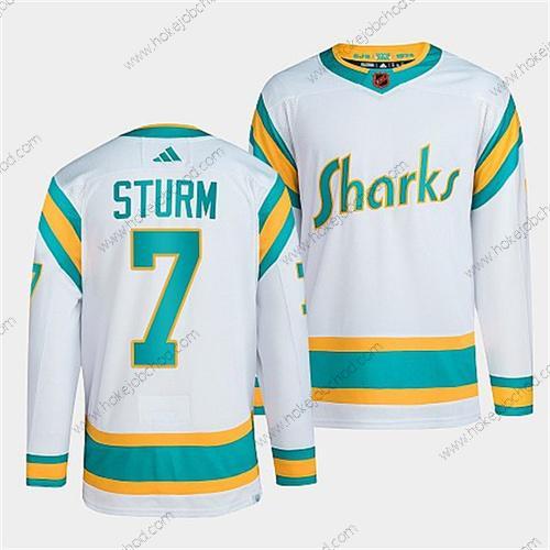 Muž San Jose Sharks #7 Nico Sturm Bílý 2022 Obrácený Retro Sešitý Dres