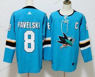 Muž San Jose Sharks #8 Joe Pavelski Modrozelená Modrý 2017-2018 Hokejový Sešitý NHL Dres