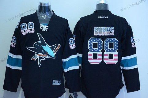 Muž San Jose Sharks #88 Brent Burns Černá USA Flag Hokejový Dres