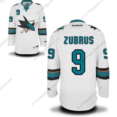 Muž San Jose Sharks #9 Dainius Zubrus Bílý Venkovní Hokejový Dres