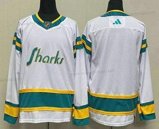 Muž San Jose Sharks Prázdný Bílý 2022 Obrácený Retro Sešitý Dres