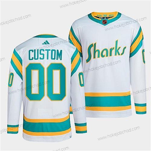 Muž San Jose Sharks Přizpůsobené Bílý 2022 Obrácený Retro Sešitý Dres