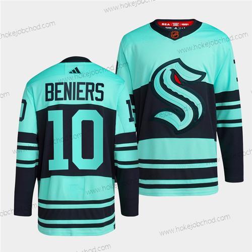 Muž Seattle Kraken #10 Matty Beniers Ice Modrý 2022-23 Obrácený Retro Sešitý Dres