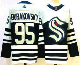 Muž Seattle Kraken #95 Andre Burakovsky Modrý 2022 Obrácený Retro Sešitý Dres