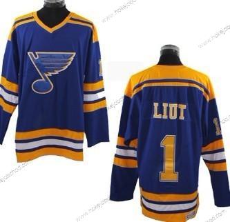 Muž St. Louis Blues #1 Mike Liut Modrý Retro CCM Dres