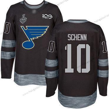 Muž St. Louis Blues #10 Brayden Schenn Černá 1917-2017 100th Výročí 2019 Stanley Cup Final Bound Sešitý Hokejový Dres