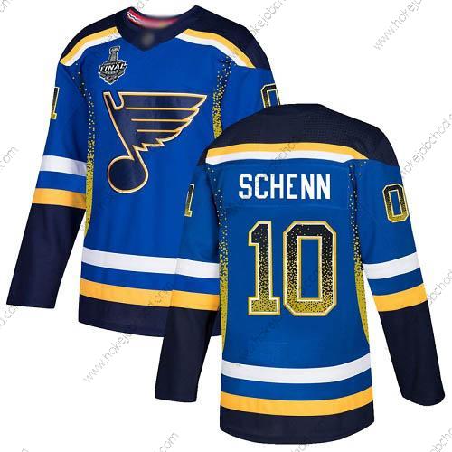 Muž St. Louis Blues #10 Brayden Schenn Modrý Domácí Autentické 2019 Stanley Cup Final Bound Sešitý Hokejový Dres Verze 2