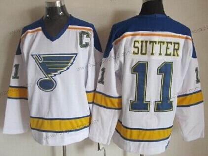 Muž St. Louis Blues #11 Brian Sutter Bílý Retro CCM Dres