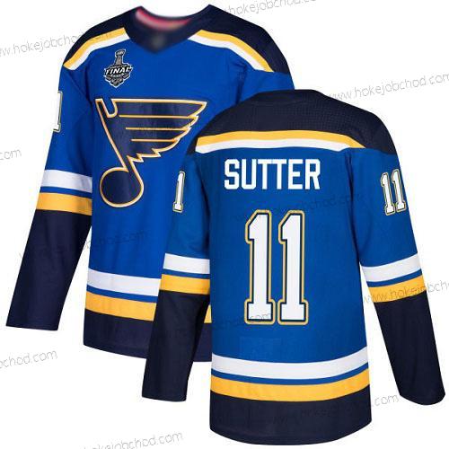 Muž St. Louis Blues #11 Brian Sutter Modrý Domácí Autentické 2019 Stanley Cup Final Bound Sešitý Hokejový Dres