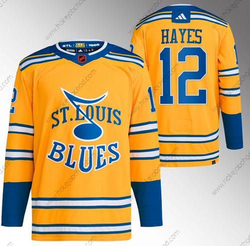 Muž St. Louis Blues #12 Kevin Hayes Žlutá 2022-23 Obrácený Retro Sešitý Dres