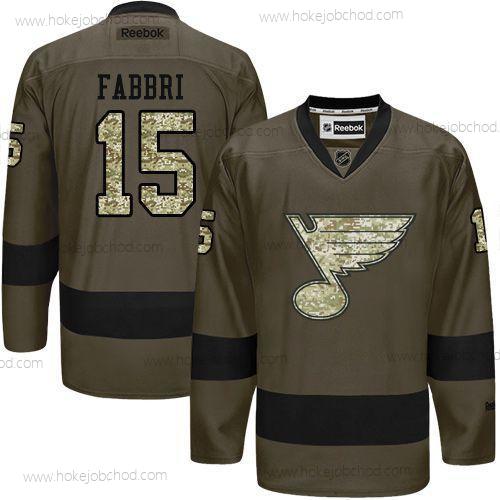 Muž St. Louis Blues #15 Robby Fabbri Zelená Salute to Service Sešitý NHL Dres