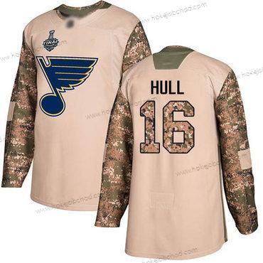 Muž St. Louis Blues #16 Brett Hull Camo Autentické 2017 Veterans Day 2019 Stanley Cup Final Bound Sešitý Hokejový Dres