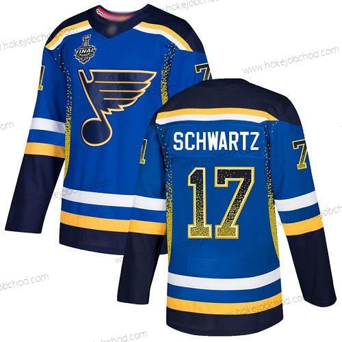 Muž St. Louis Blues #17 Jaden Schwartz Modrý Domácí Autentické 2019 Stanley Cup Final Bound Sešitý Hokejový Dres Verze 2