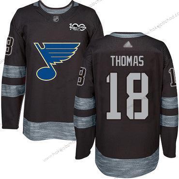 Muž St. Louis Blues #18 Robert Thomas Černá 1917-2017 100th Výročí Sešitý Hokejový Dres