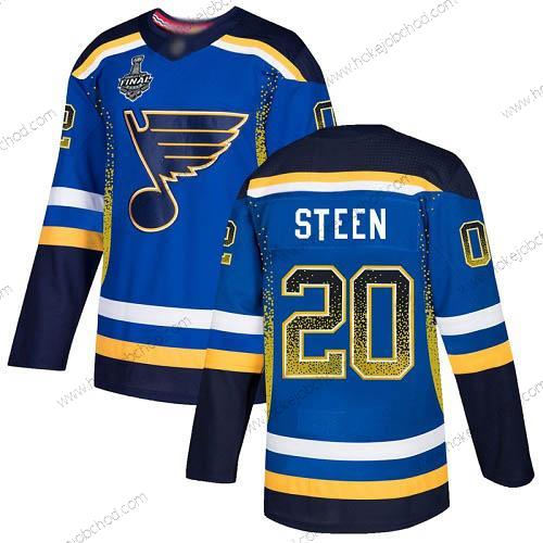 Muž St. Louis Blues #20 Alexander Steen Modrý Domácí Autentické 2019 Stanley Cup Final Bound Sešitý Hokejový Dres Verze 2