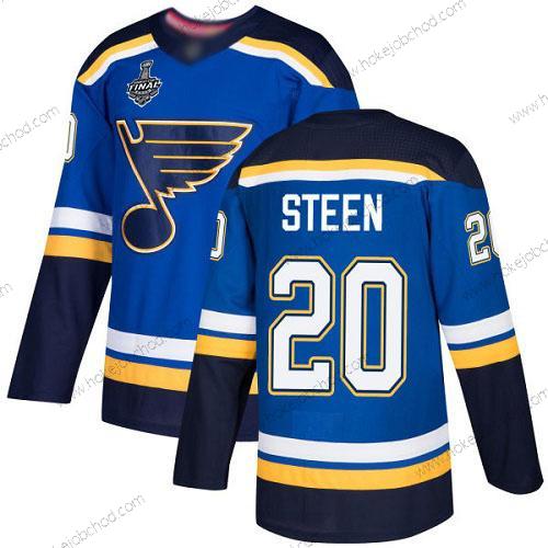 Muž St. Louis Blues #20 Alexander Steen Modrý Domácí Autentické 2019 Stanley Cup Final Bound Sešitý Hokejový Dres