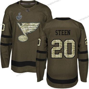 Muž St. Louis Blues #20 Alexander Steen Zelená Salute to Service 2019 Stanley Cup Final Bound Sešitý Hokejový Dres