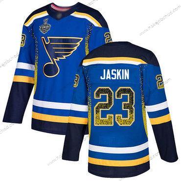 Muž St. Louis Blues #23 Dmitrij Jaskin Modrý Domácí Autentické 2019 Stanley Cup Final Bound Sešitý Hokejový Dres Verze 2