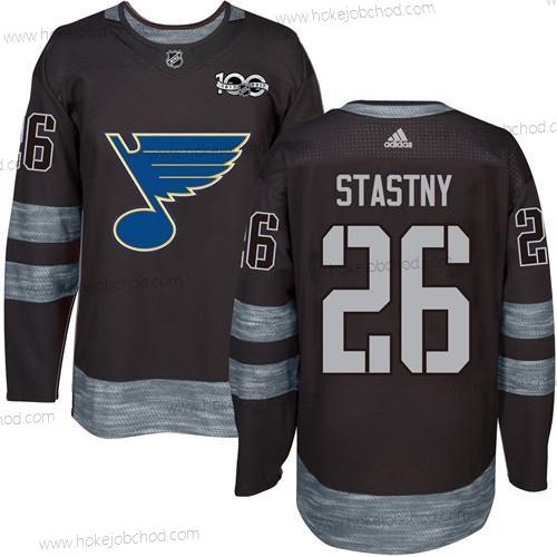 Muž St. Louis Blues #26 Paul Stastny Černá 1917-2017 100th Výročí Sešitý NHL Dres