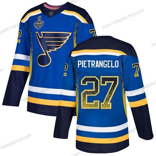 Muž St. Louis Blues #27 Alex Pietrangelo Modrý Domácí Autentické 2019 Stanley Cup Final Bound Sešitý Hokejový Dres Verze 2