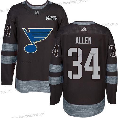 Muž St. Louis Blues #34 Jake Allen Černá 1917-2017 100th Výročí Sešitý NHL Dres