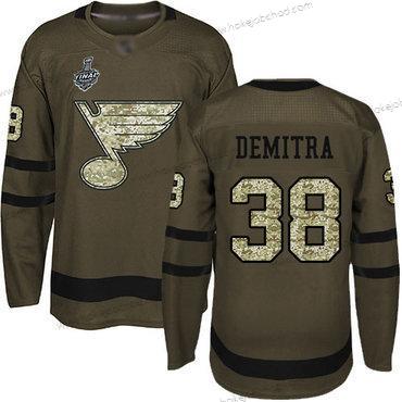 Muž St. Louis Blues #38 Pavol Demitra Zelená Salute to Service 2019 Stanley Cup Final Bound Sešitý Hokejový Dres