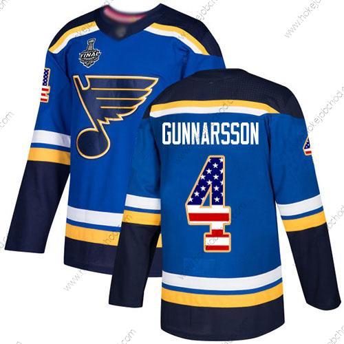 Muž St. Louis Blues #4 Carl Gunnarsson Modrý Domácí Autentické USA Flag 2019 Stanley Cup Final Bound Sešitý Hokejový Dres