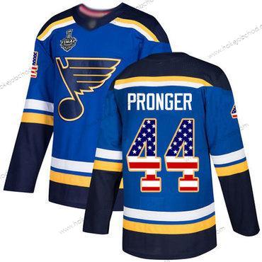 Muž St. Louis Blues #44 Chris Pronger Modrý Domácí Autentické USA Flag 2019 Stanley Cup Final Bound Sešitý Hokejový Dres