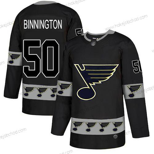 Muž St. Louis Blues #50 Jordan Binnington Černá Autentické Tým Logo Sešitý Hokejový Dres