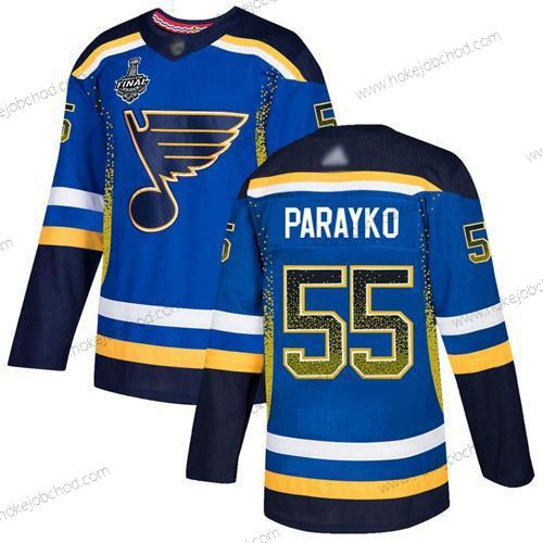 Muž St. Louis Blues #55 Colton Parayko Modrý Domácí Autentické 2019 Stanley Cup Final Bound Sešitý Hokejový Dres Verze 2