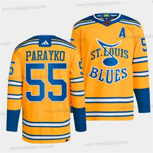 Muž St. Louis Blues #55 Colton Parayko Žlutá 2022-23 Obrácený Retro Sešitý Dres