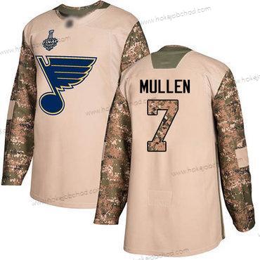 Muž St. Louis Blues #7 Joe Mullen Camo Autentické 2017 Veterans Day 2019 Stanley Cup Final Bound Sešitý Hokejový Dres