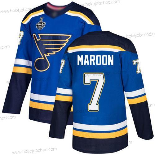 Muž St. Louis Blues #7 Patrick Maroon Modrý Domácí Autentické 2019 Stanley Cup Final Bound Sešitý Hokejový Dres