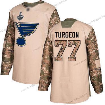 Muž St. Louis Blues #77 Pierre Turgeon Camo Autentické 2017 Veterans Day 2019 Stanley Cup Final Bound Sešitý Hokejový Dres