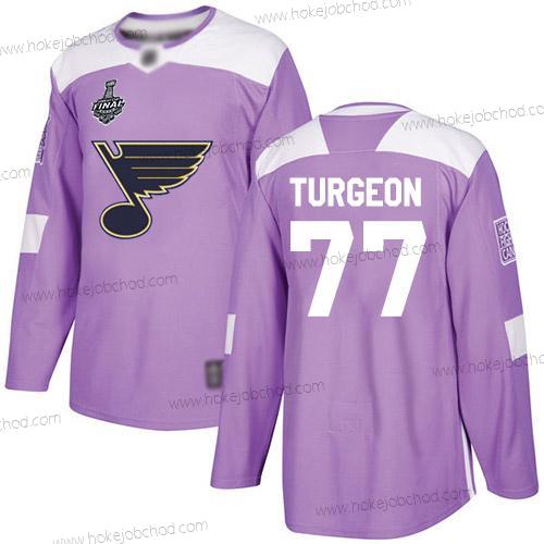 Muž St. Louis Blues #77 Pierre Turgeon Nachový Autentické Bojuje proti rakovině 2019 Stanley Cup Final Bound Sešitý Hokejový Dres