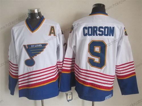 Muž St. Louis Blues #9 Shayne Corson 1995 Bílý Retro CCM Dres